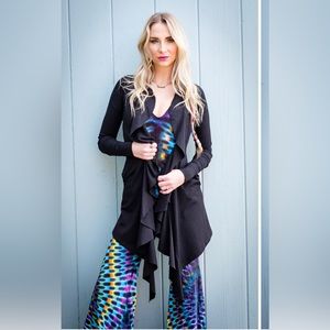 Warrior Within Designs Black Waterfall Cardigan